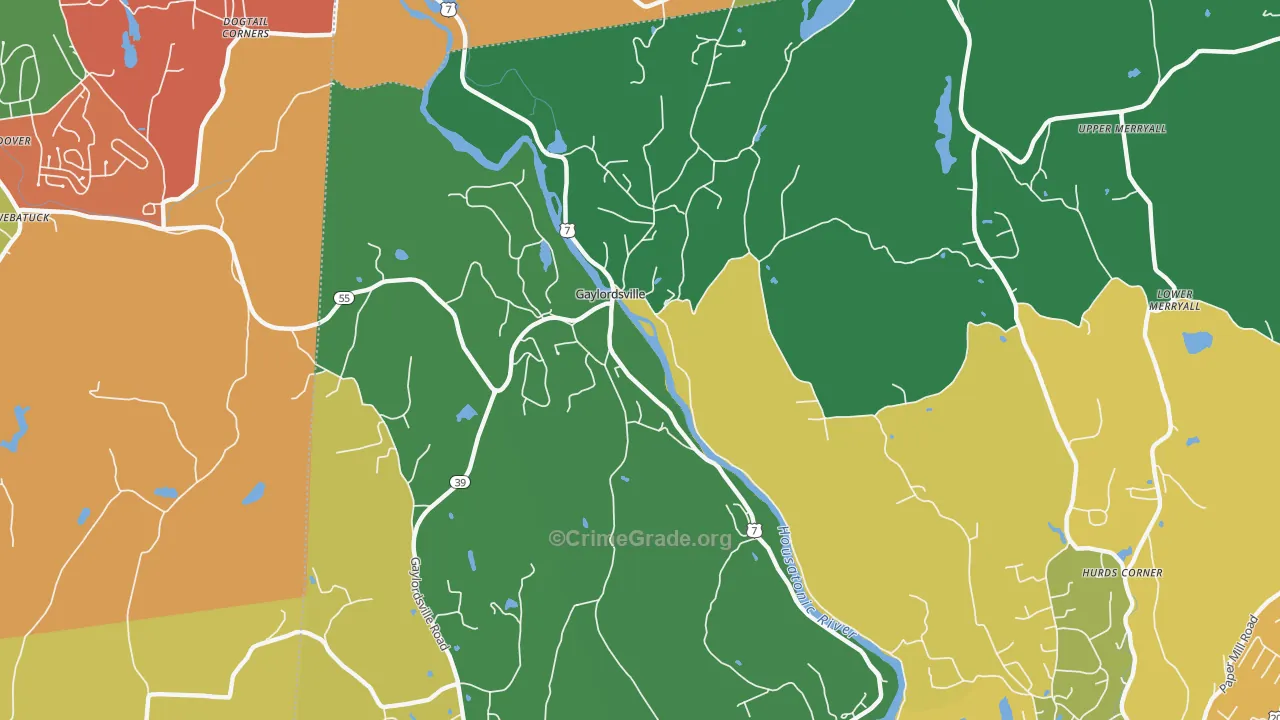 Gaylordsville, CT Map of Robbery Rates