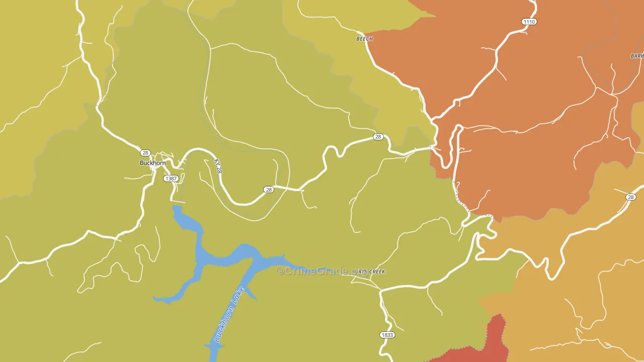 Gays Creek, KY Map of Robbery Rates