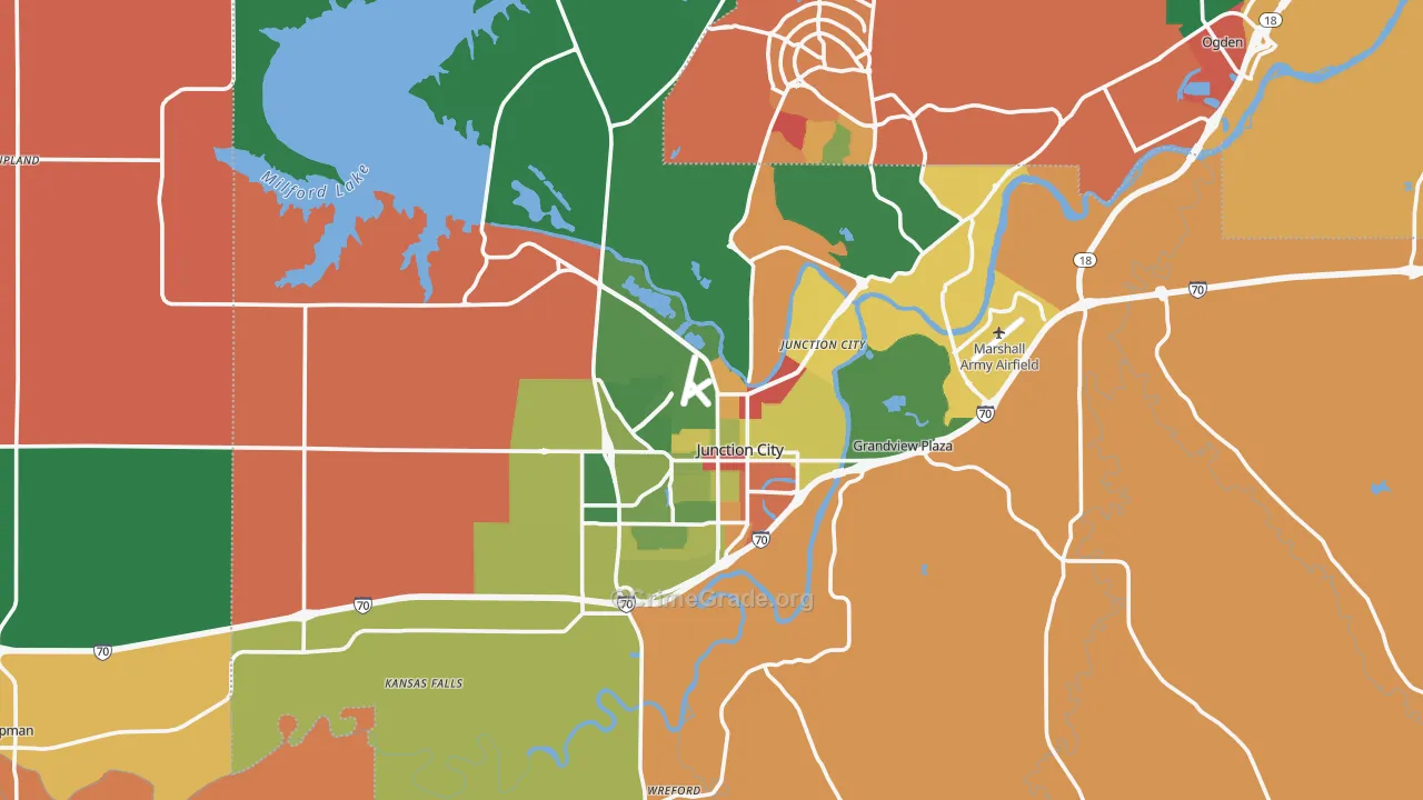 Geary County, KS Map of Robbery Rates