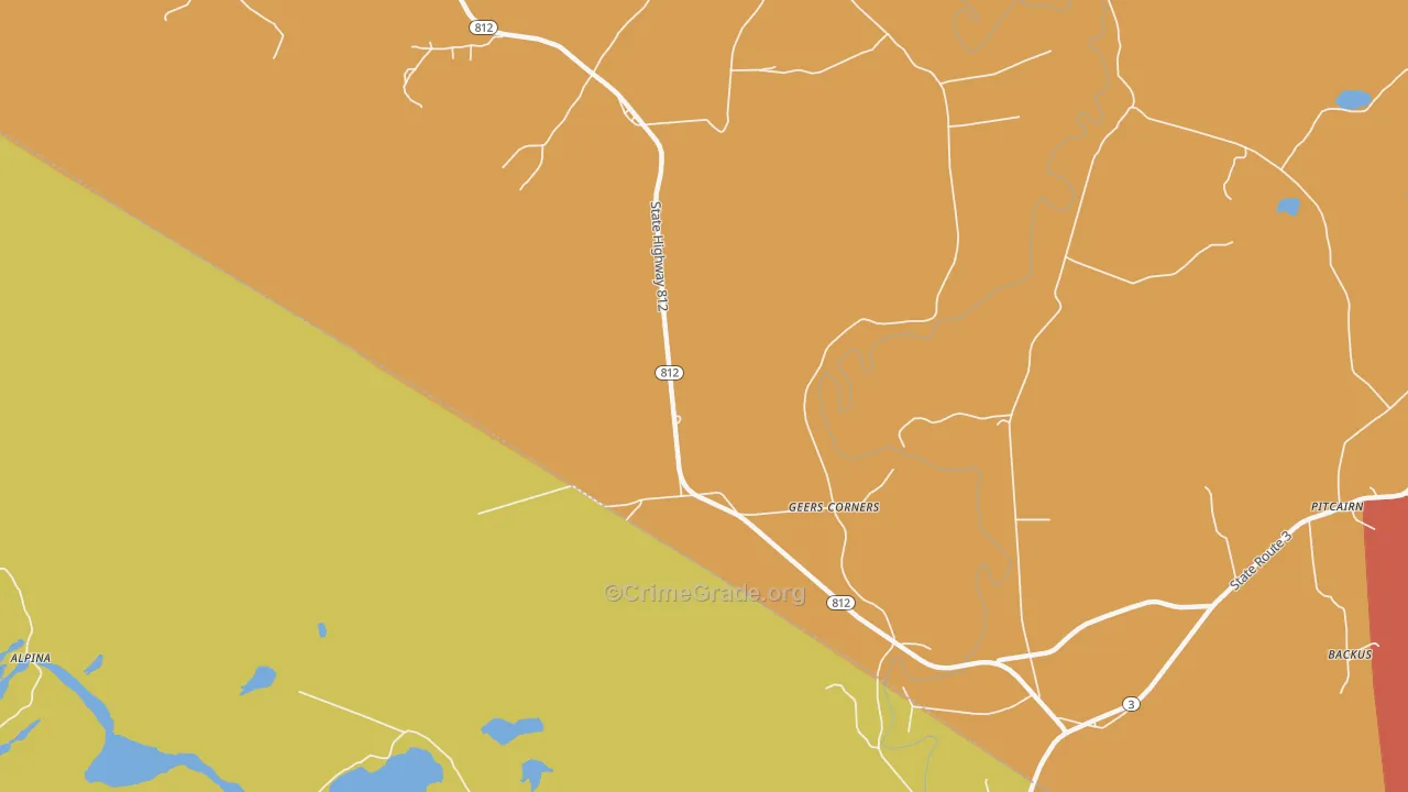 Geers Corners, NY Map of Robbery Rates