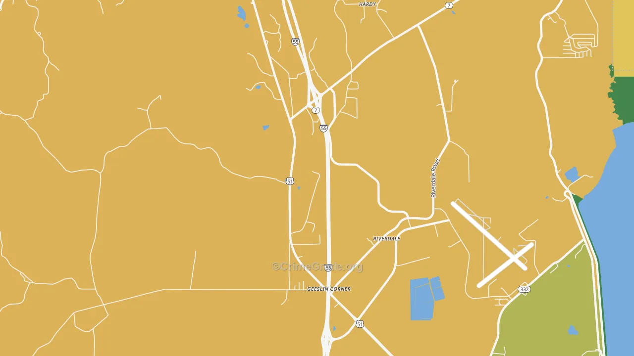 Geeslin Corner, MS Map of Robbery Rates
