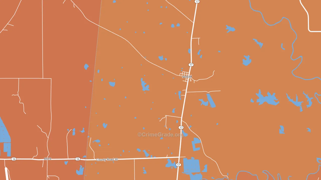 Geiger, AL Map of Robbery Rates