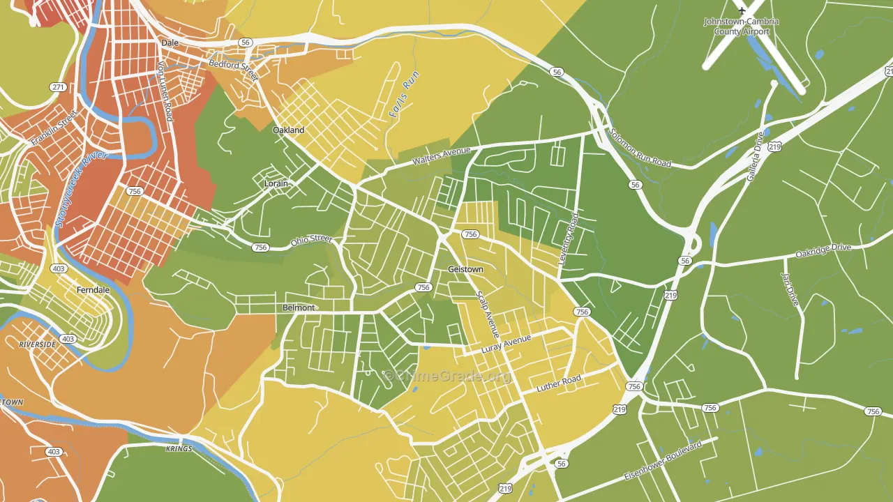 Geistown, PA Map of Robbery Rates
