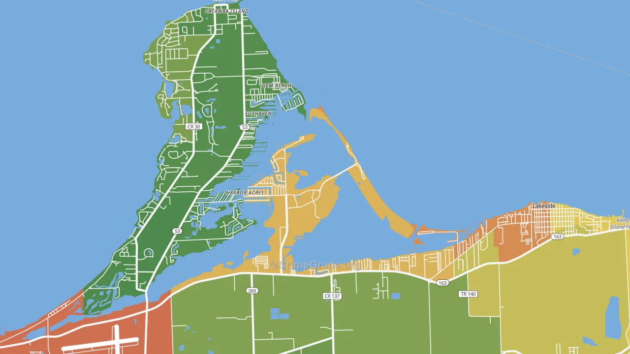 Gem Beach, OH Map of Robbery Rates