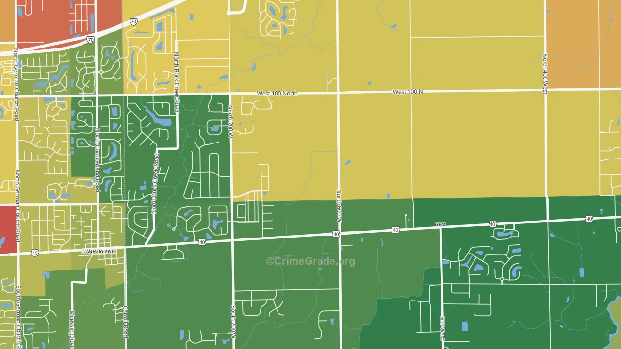 Gem, IN Map of Robbery Rates