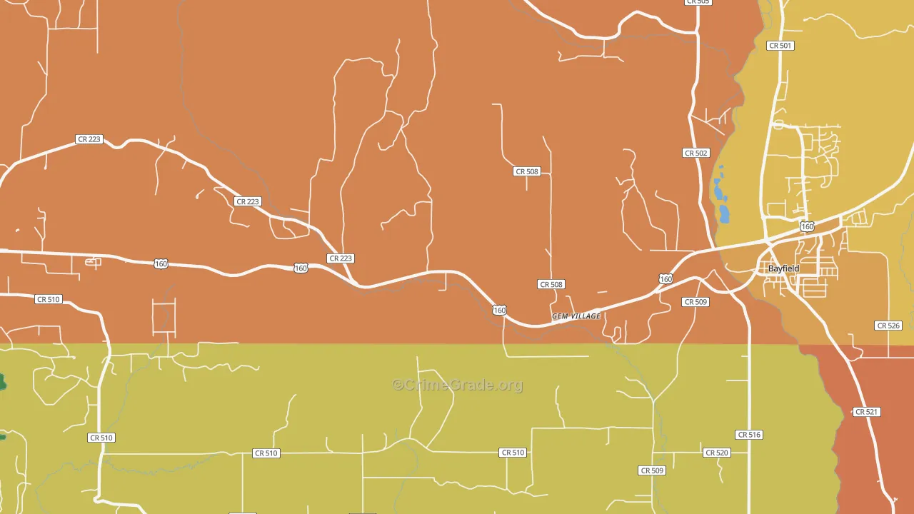 Gem Village, CO Map of Robbery Rates
