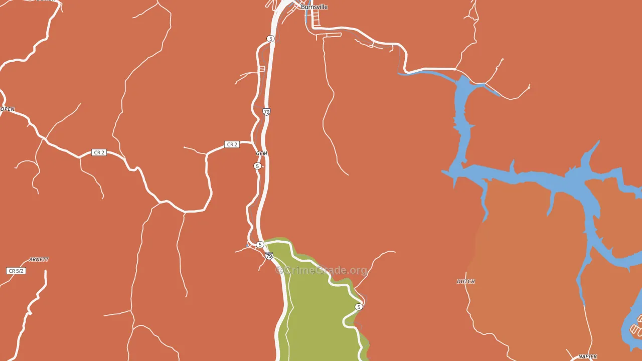 Gem, WV Map of Robbery Rates