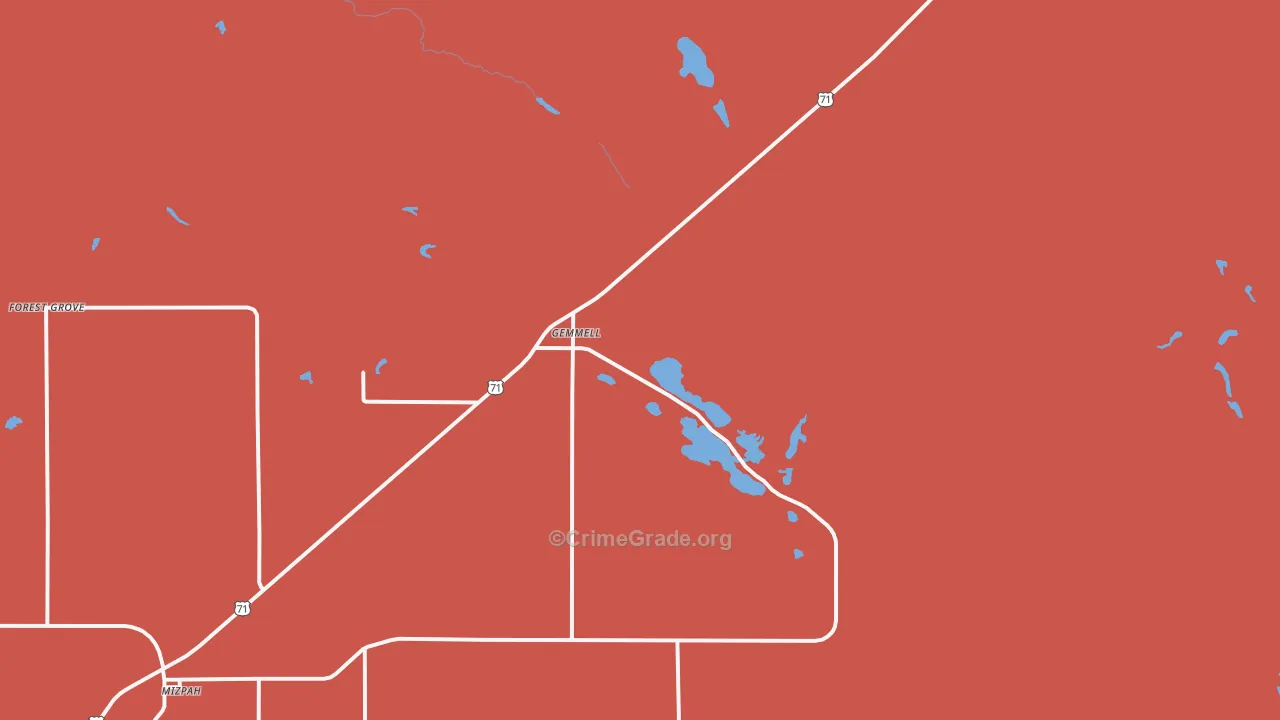Gemmell, MN Map of Robbery Rates