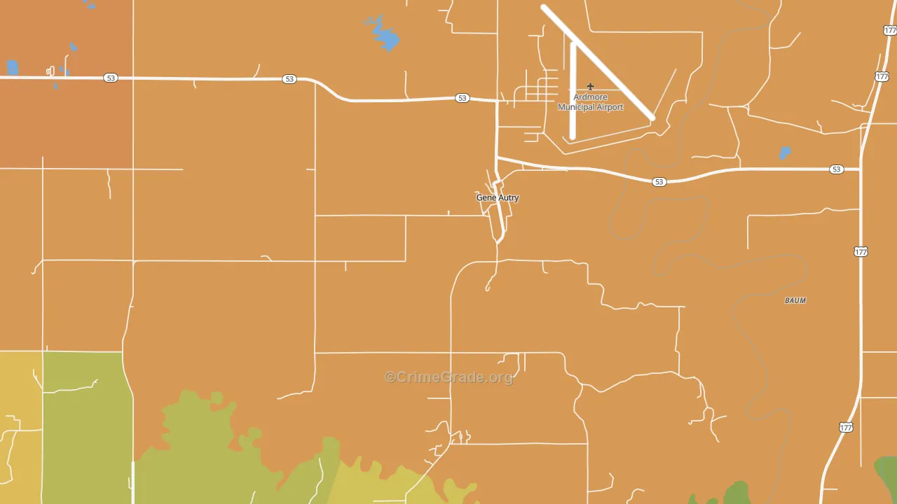 Gene Autry, OK Map of Robbery Rates