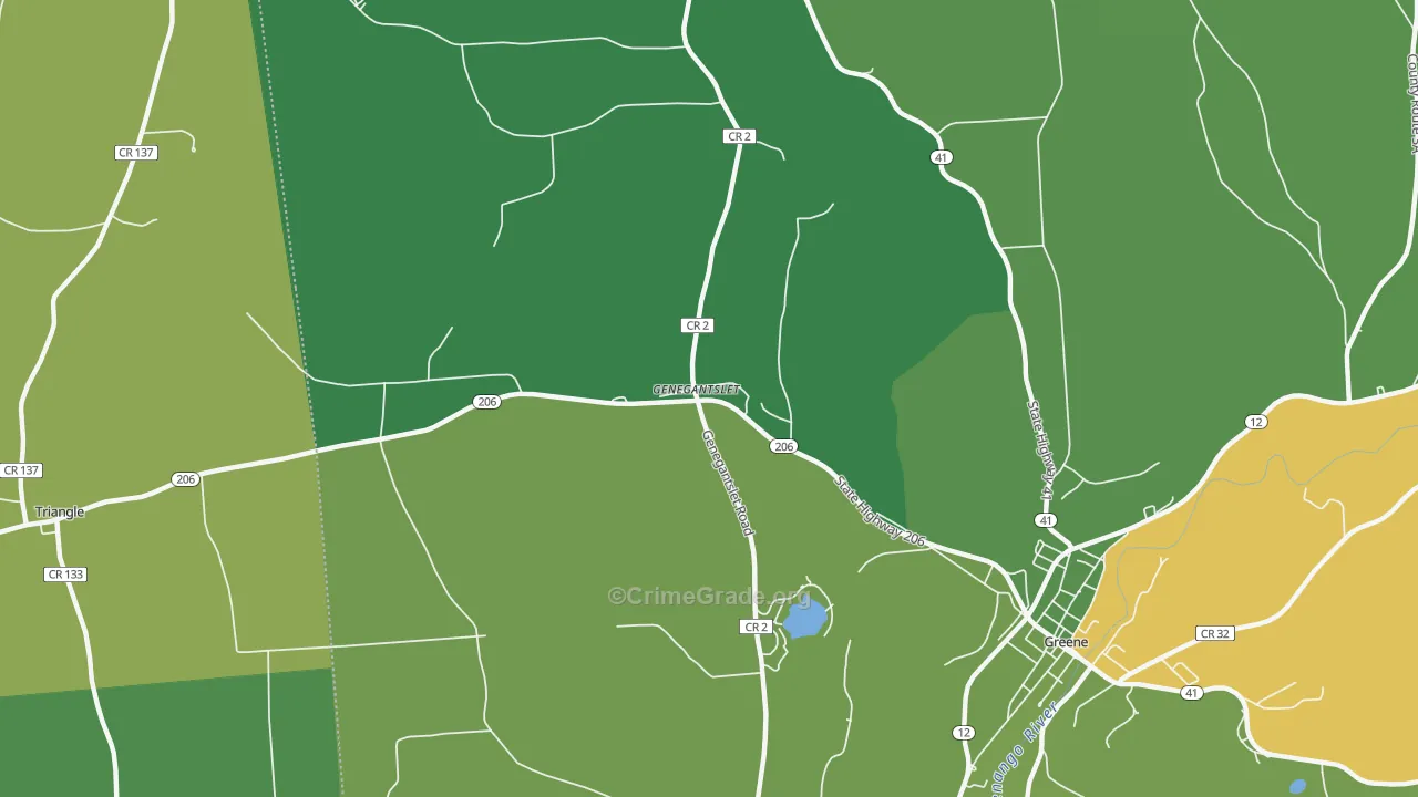 Genegantslet, NY Map of Robbery Rates