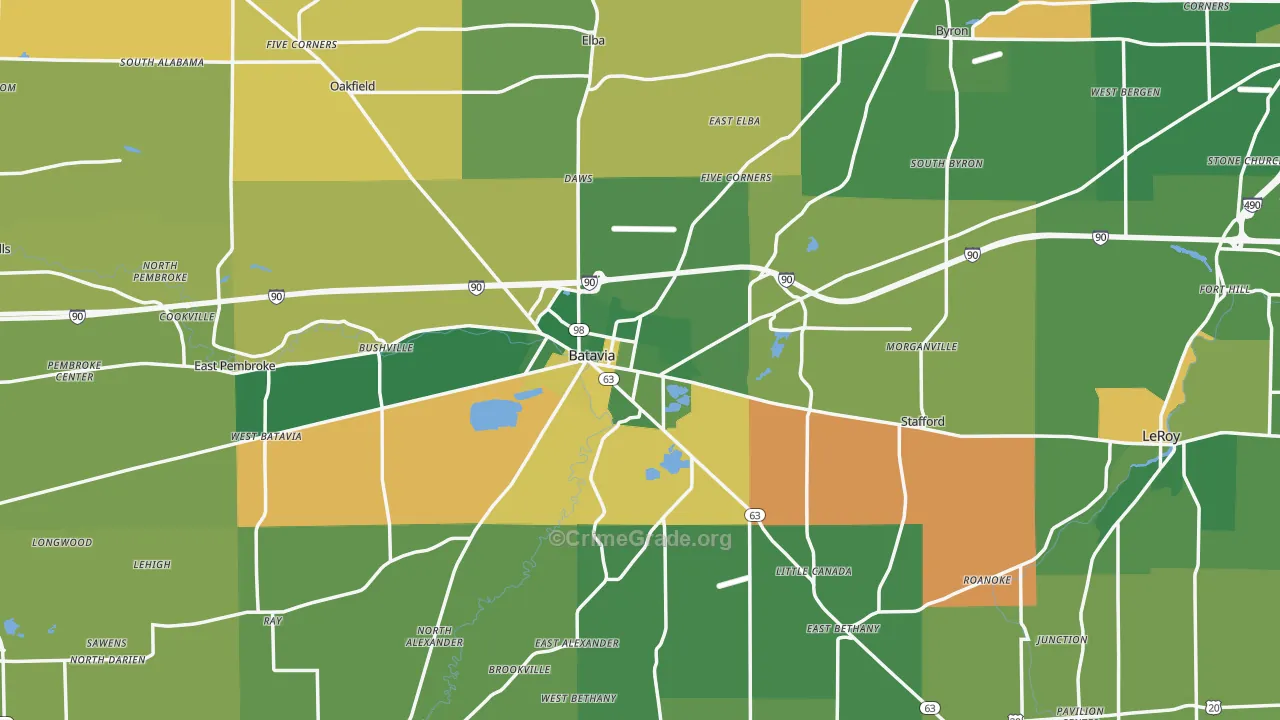 Genesee County, NY Map of Robbery Rates