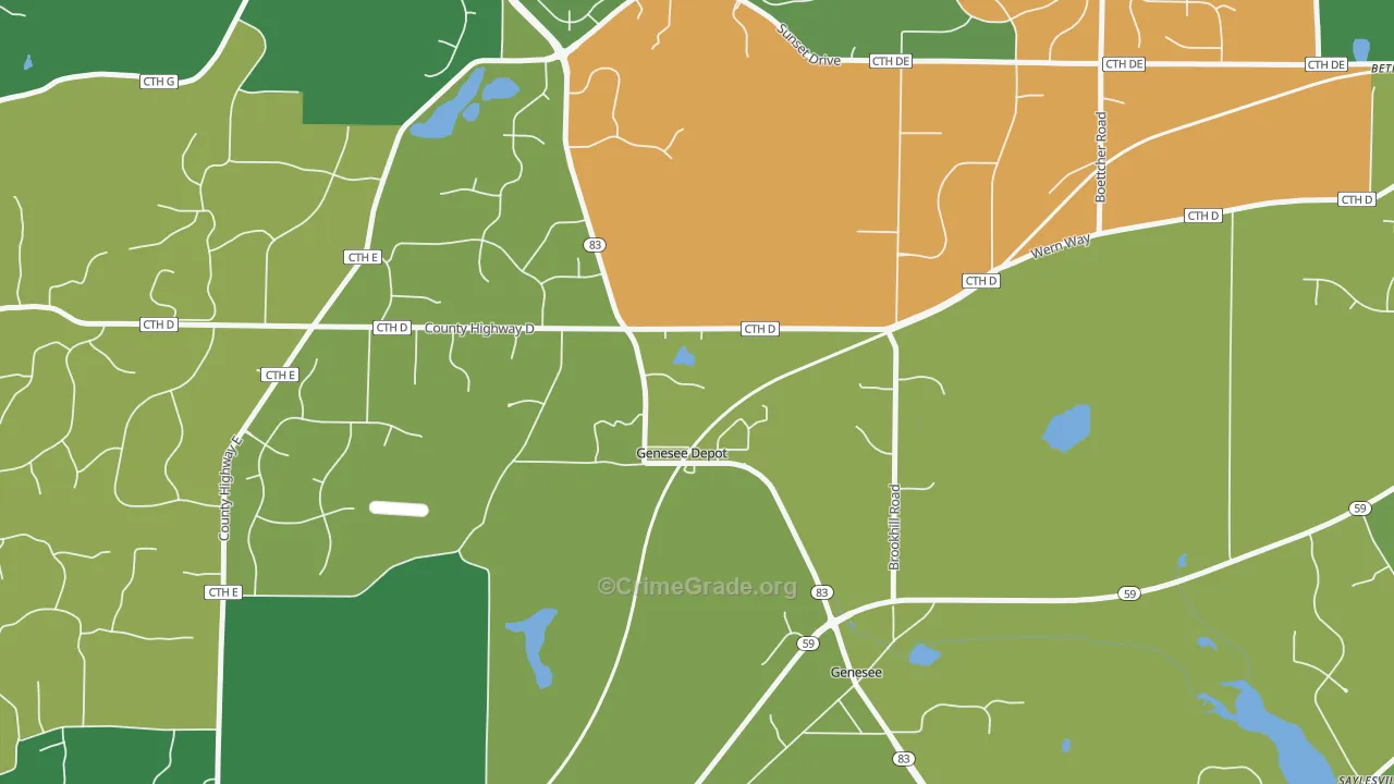Genesee Depot, WI Map of Robbery Rates