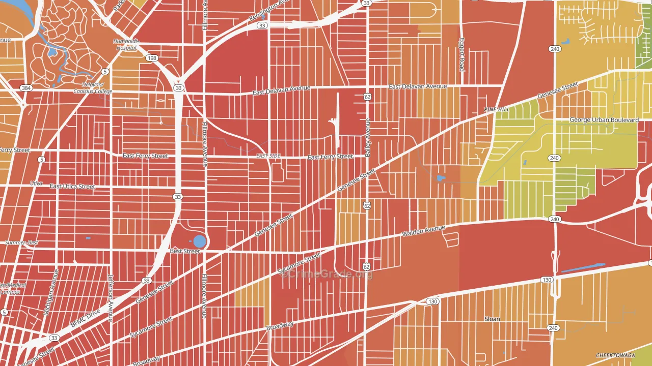 Genesee Moselle, Buffalo, NY Map of Robbery Rates