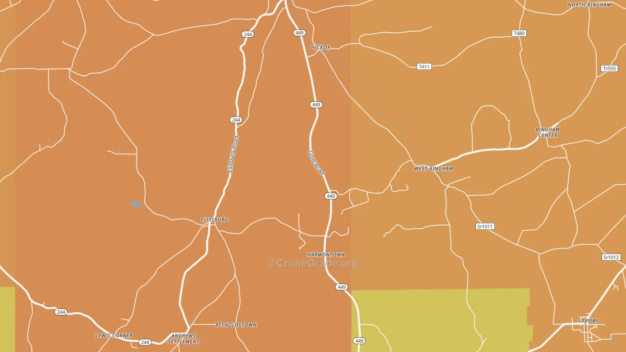 Genesee, PA Map of Robbery Rates