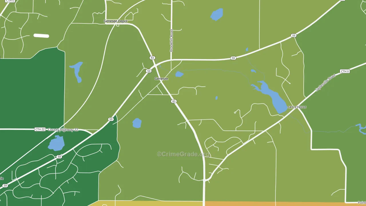 Genesee, WI Map of Robbery Rates