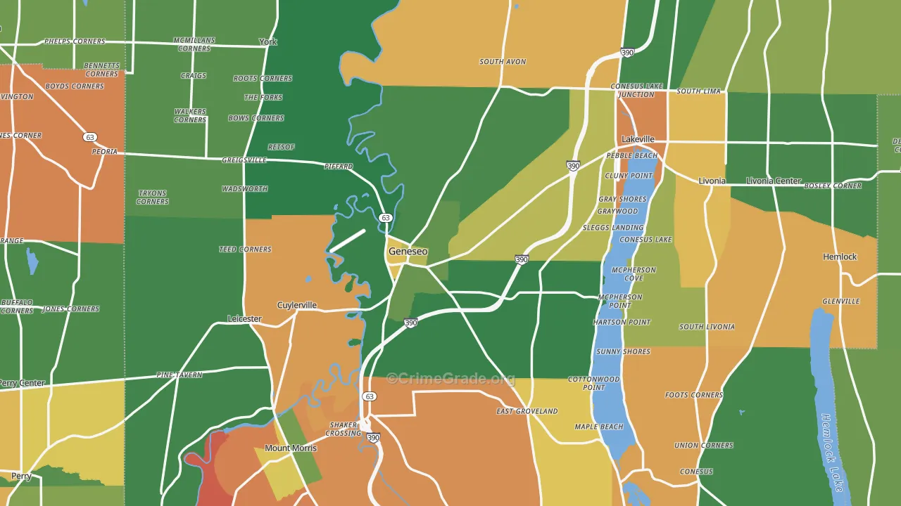 Geneseo, NY Map of Robbery Rates