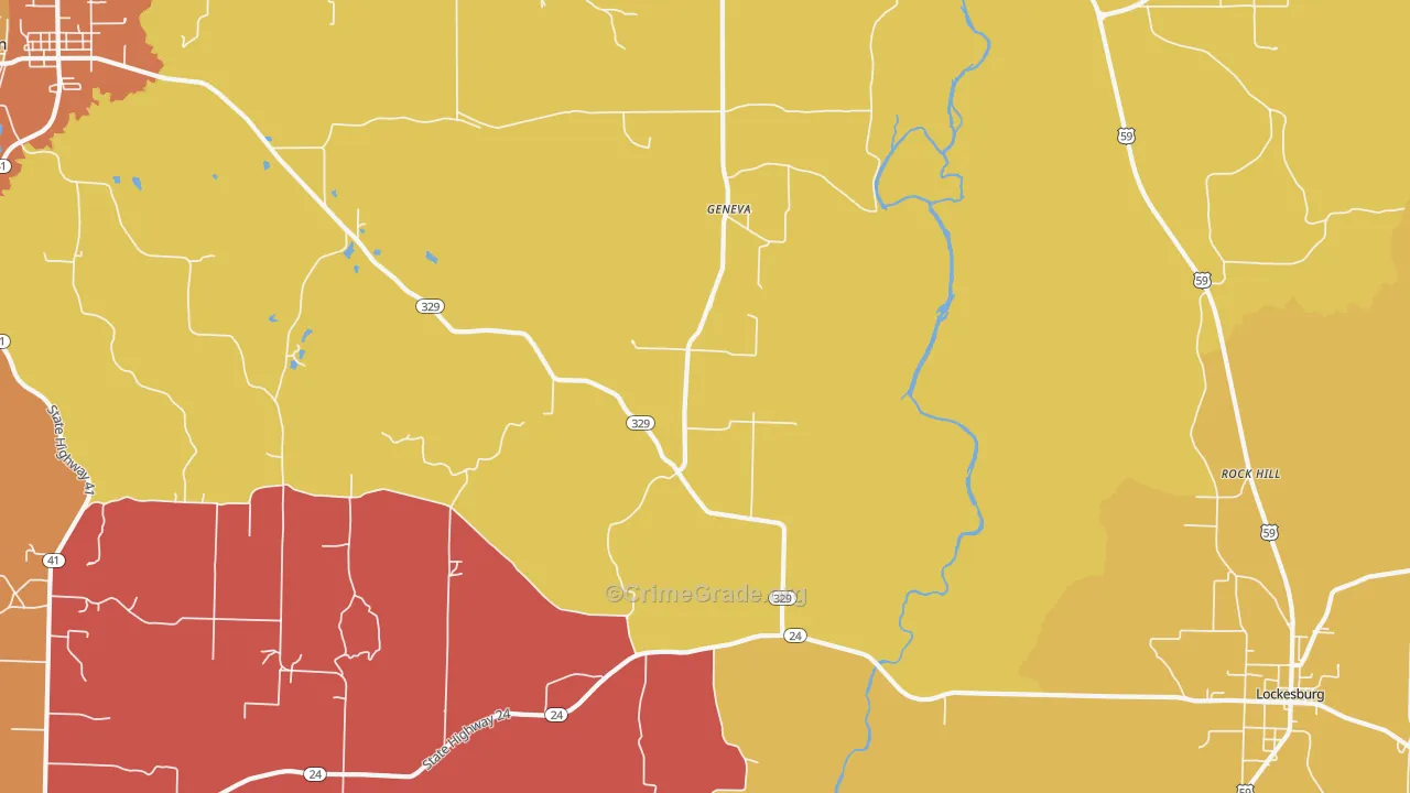 Geneva, AR Map of Robbery Rates