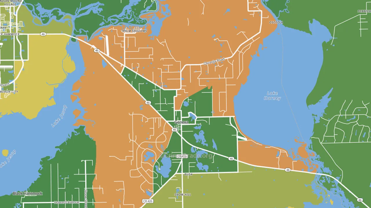 Geneva, FL Map of Robbery Rates