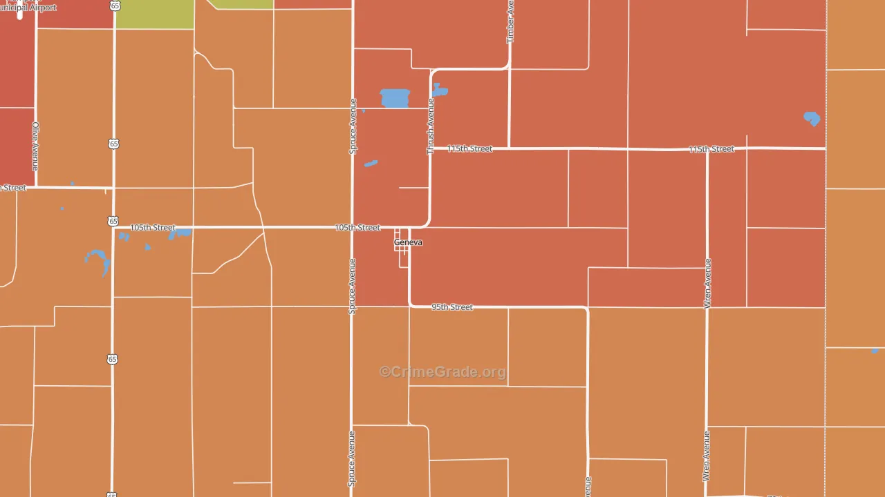Geneva, IA Map of Robbery Rates