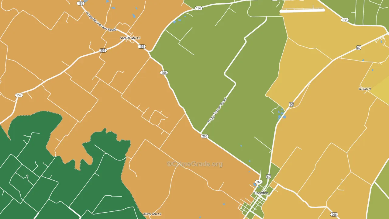 Geneva, KY Map of Robbery Rates