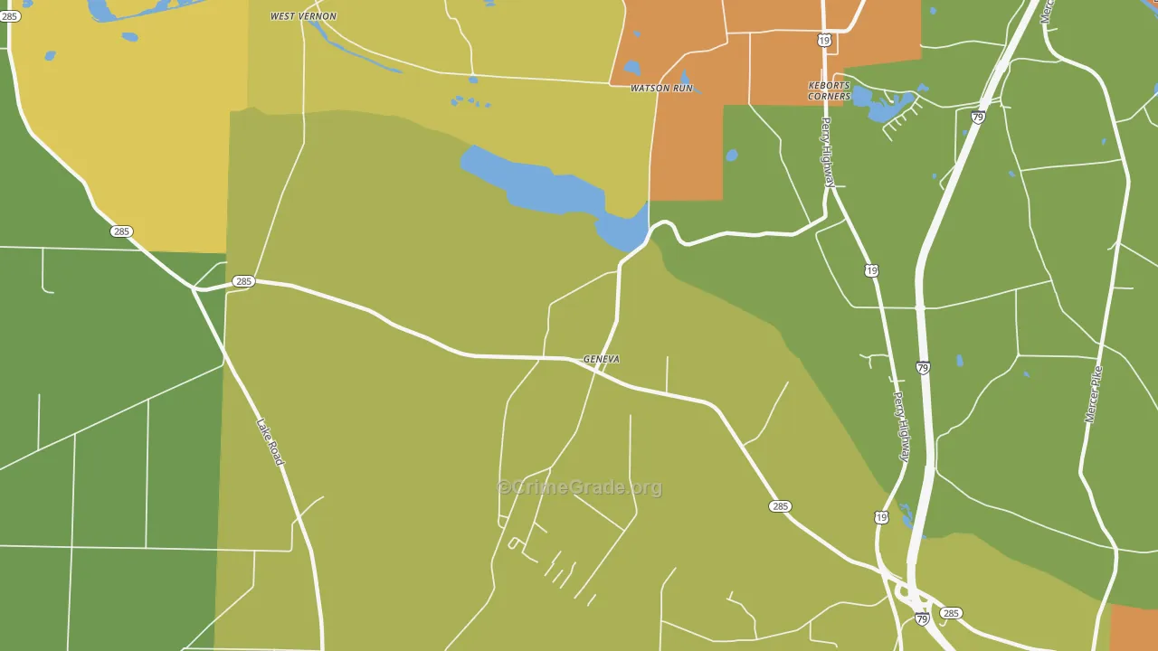 Geneva, PA Map of Robbery Rates