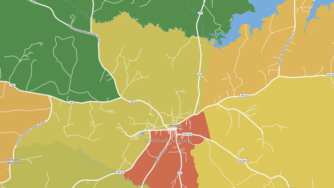 Geneva, TX Map of Robbery Rates
