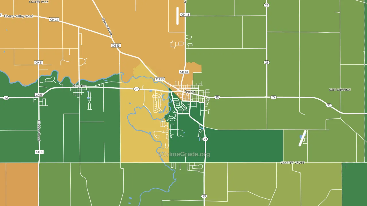 Genoa, IL Map of Robbery Rates
