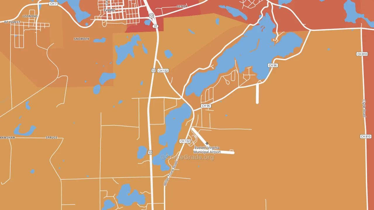 Genoa, MN Map of Robbery Rates