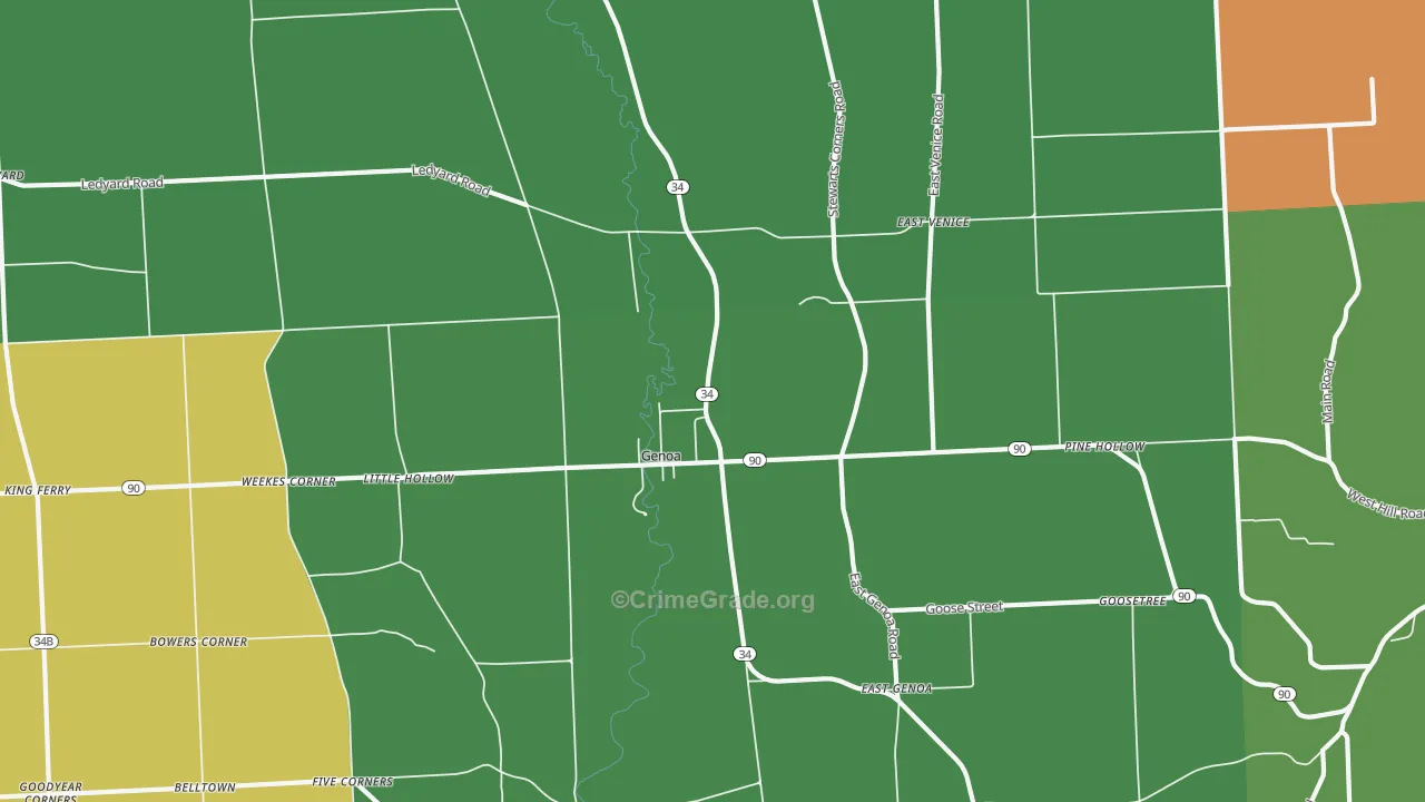 Genoa, NY Map of Robbery Rates