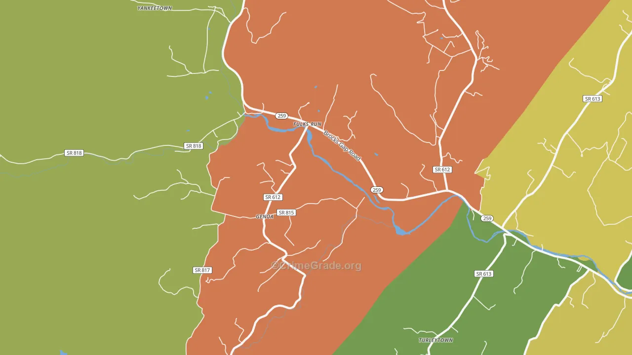 Genoa, VA Map of Robbery Rates