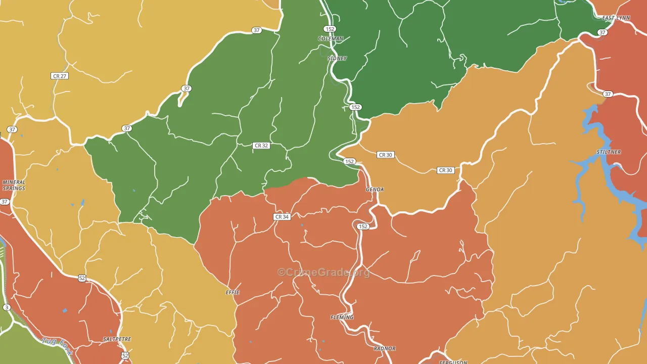 Genoa, WV Map of Robbery Rates
