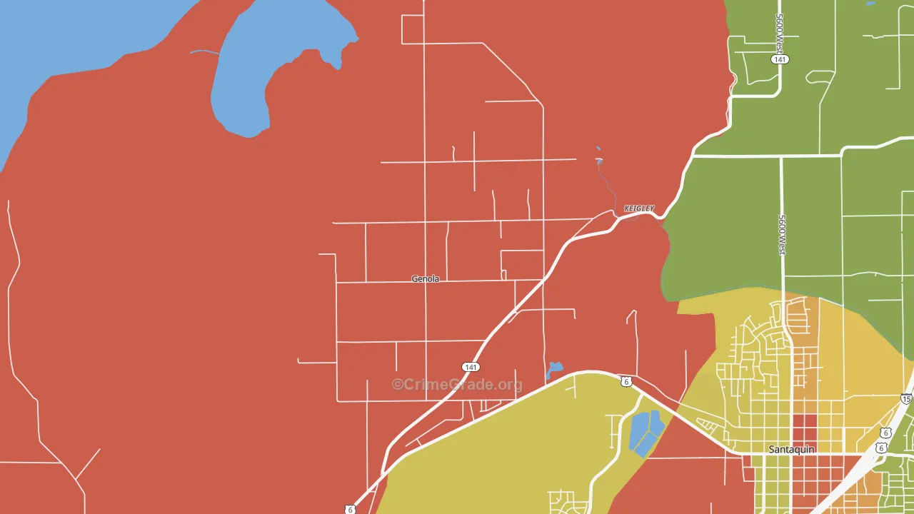 Genola, UT Map of Robbery Rates