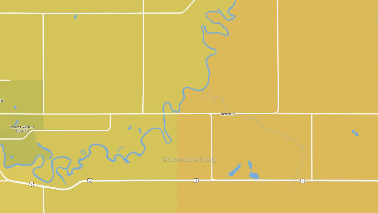 Gentilly, MN Map of Robbery Rates