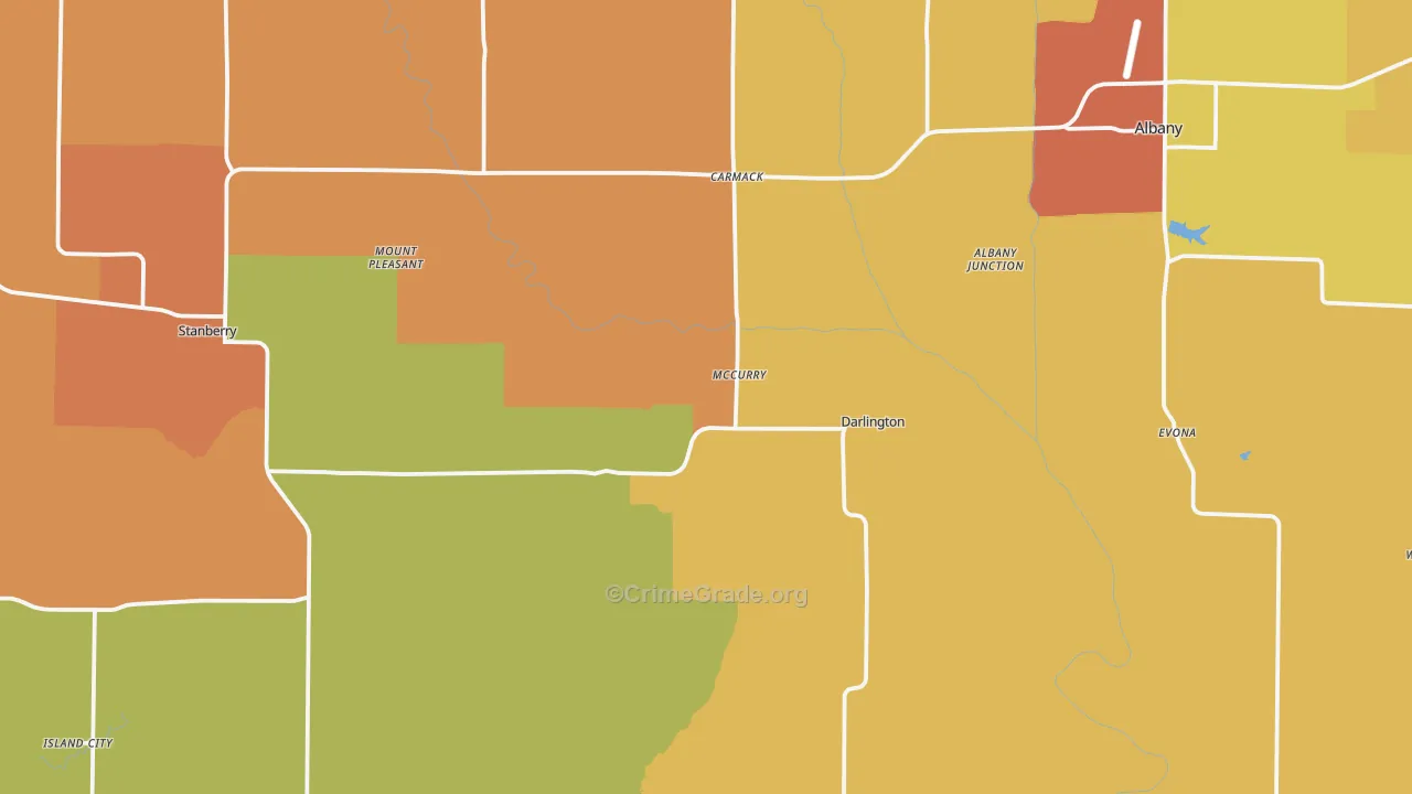Gentry County, MO Map of Robbery Rates