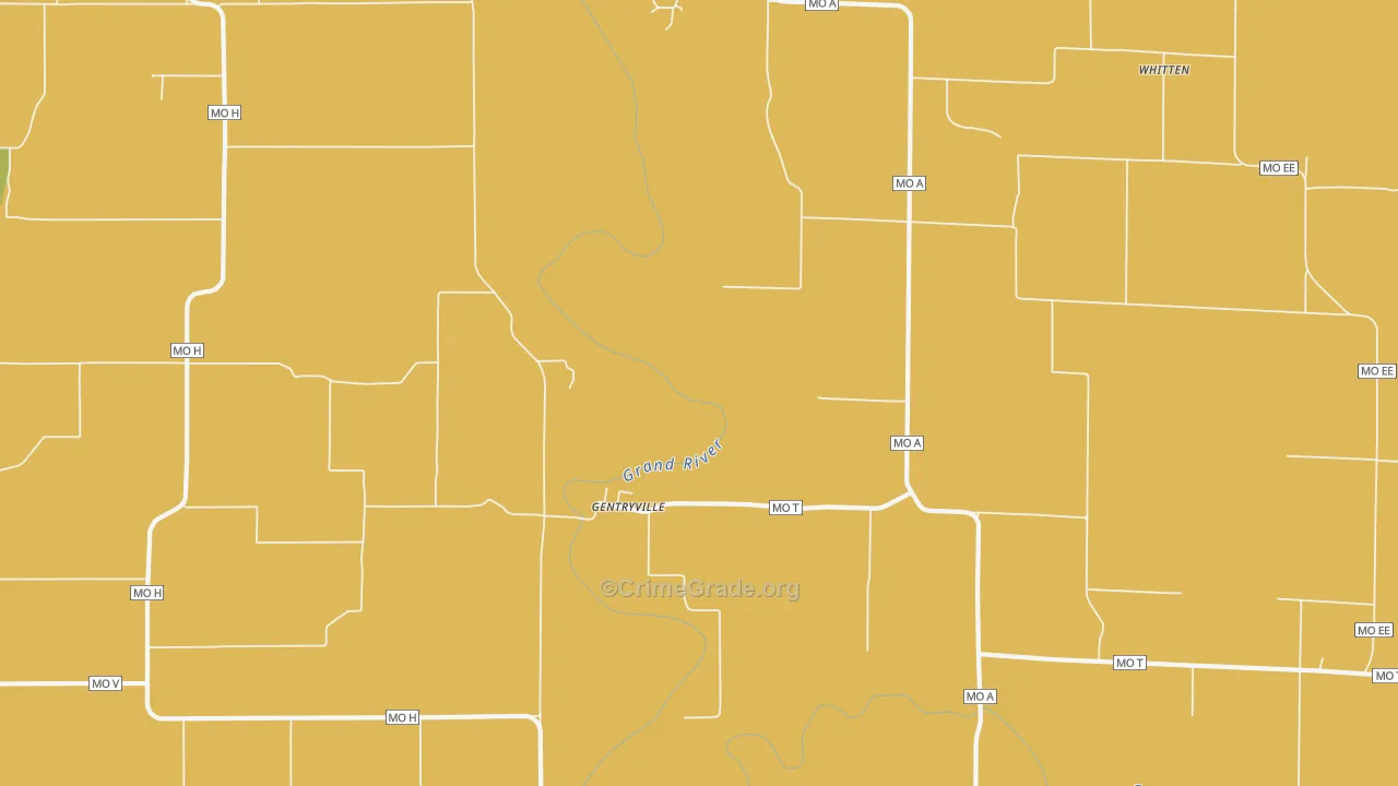 Gentryville, MO Map of Robbery Rates