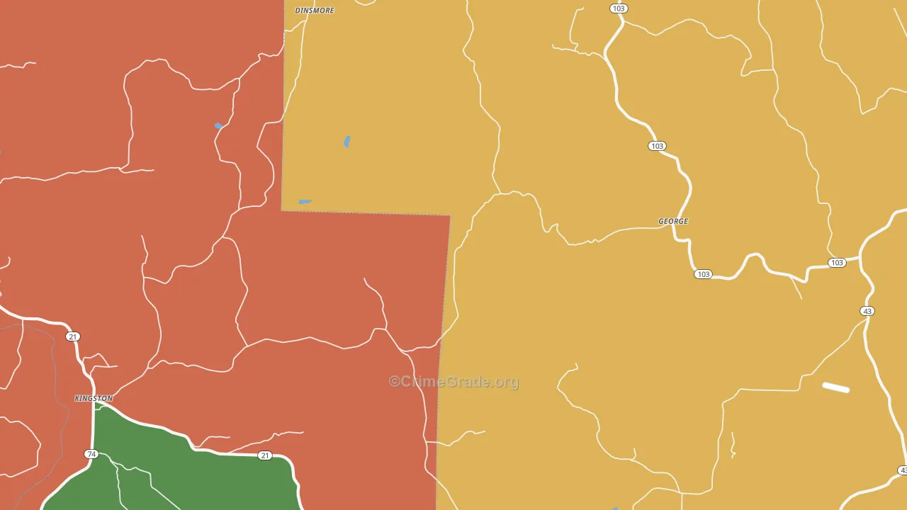 George, AR Map of Robbery Rates