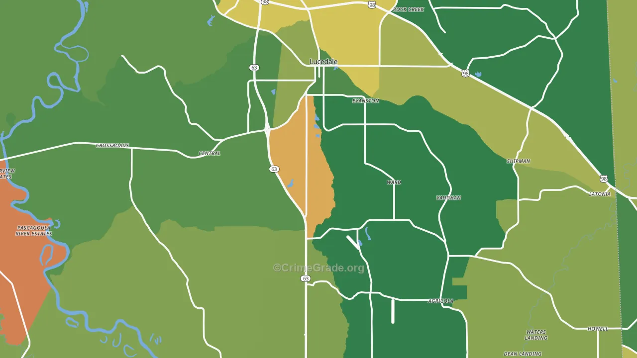 George County, MS Map of Robbery Rates