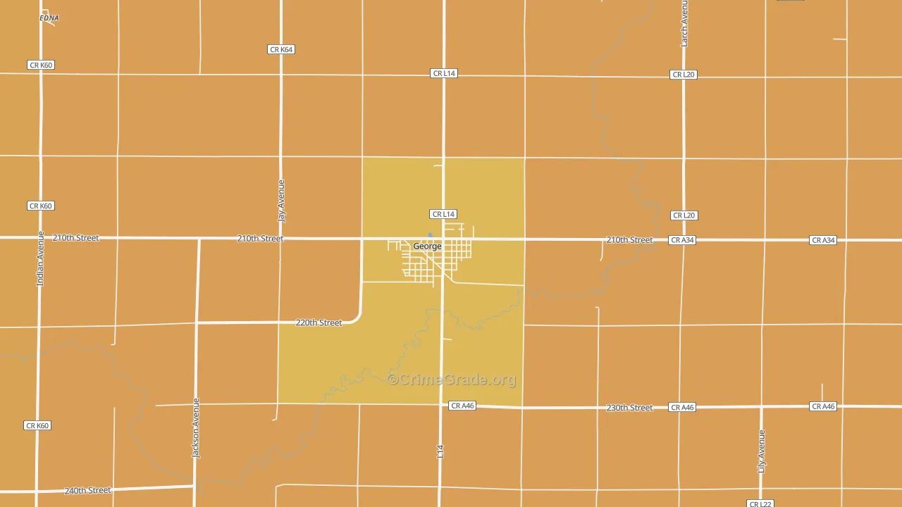George, IA Map of Robbery Rates