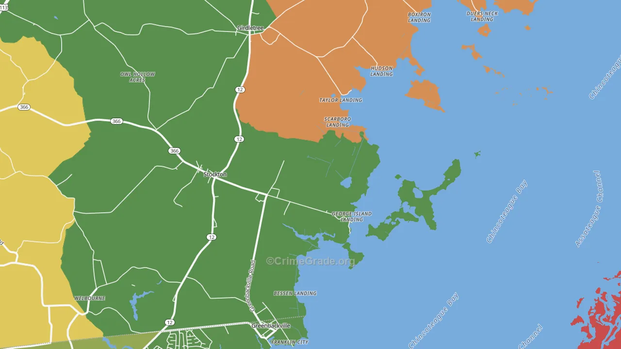 George Island Landing, MD Map of Robbery Rates
