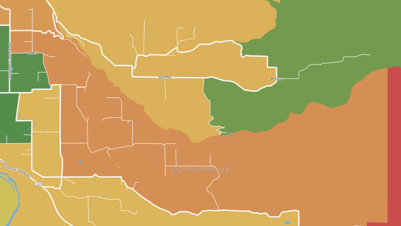 George, OR Map of Robbery Rates