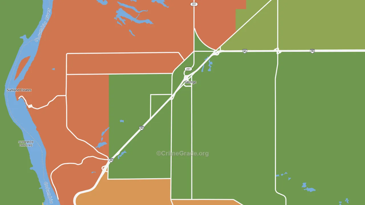 George, WA Map of Robbery Rates