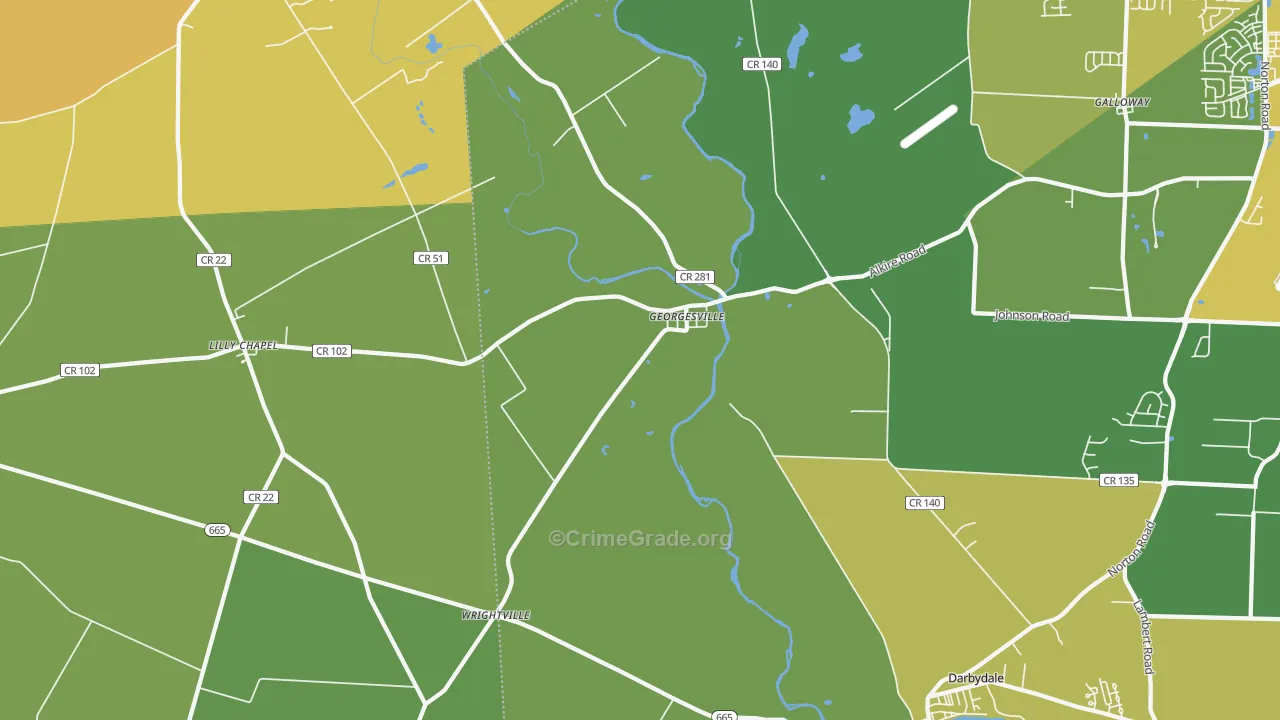 Georgesville, OH Map of Robbery Rates