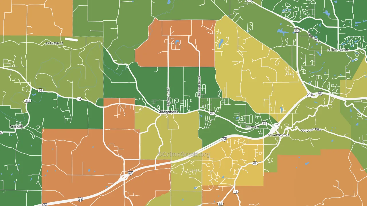 Georgetown, IN Map of Robbery Rates
