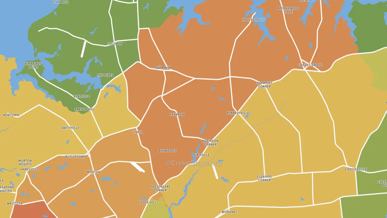 Georgetown, MD Map of Robbery Rates