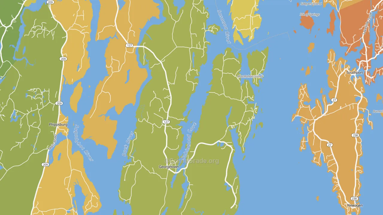 Georgetown, ME Map of Robbery Rates