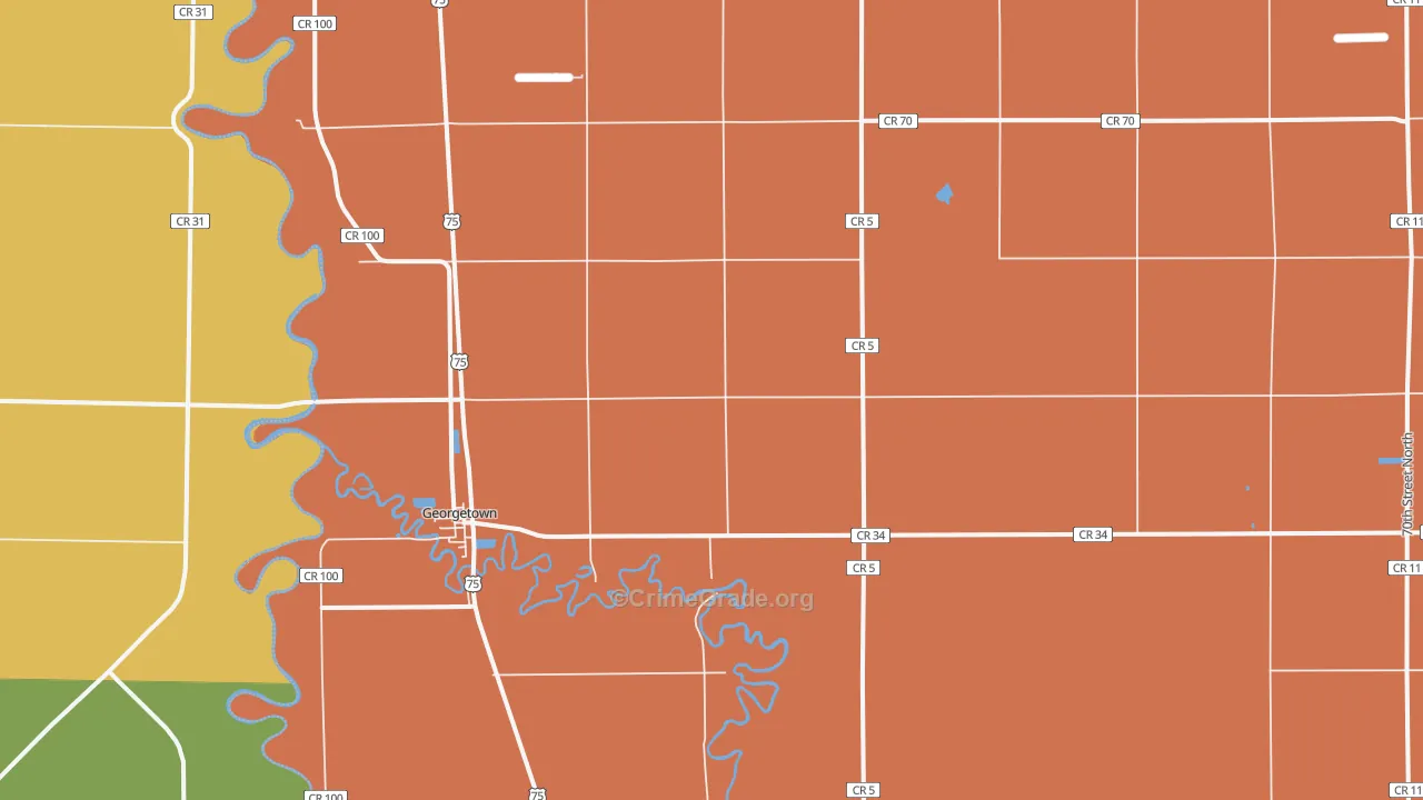 Georgetown, MN Map of Robbery Rates