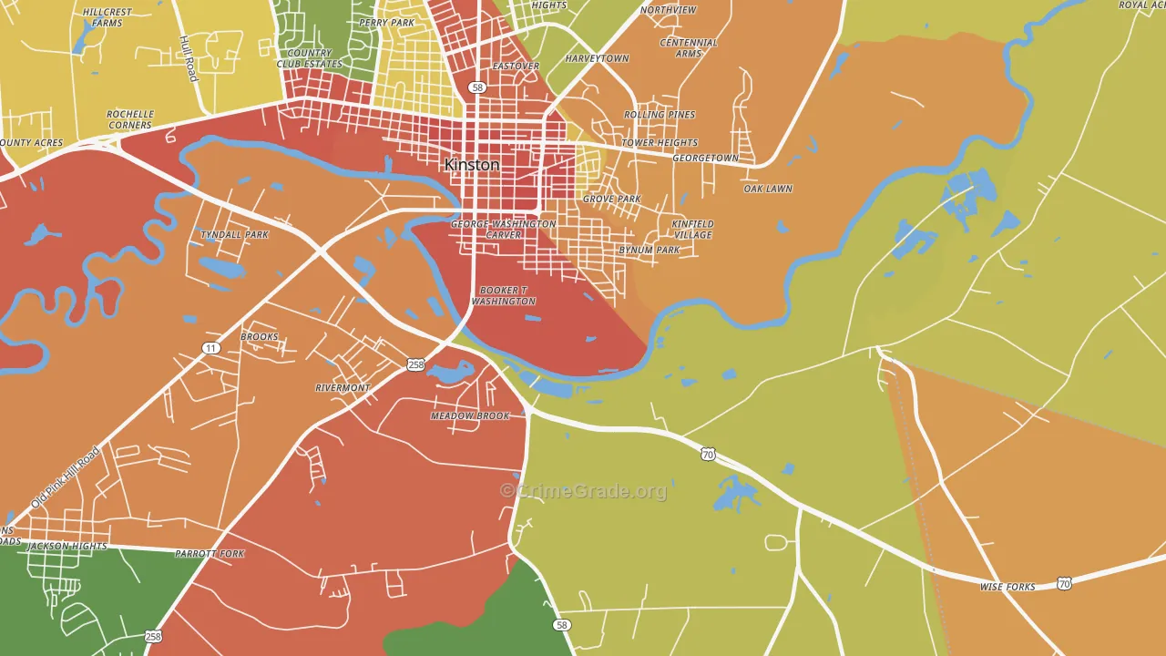 Georgetown, NC Map of Robbery Rates