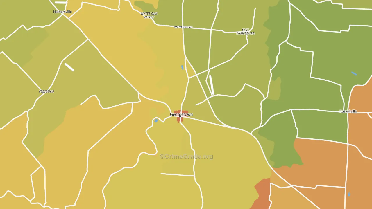 Georgetown, OH Map of Robbery Rates