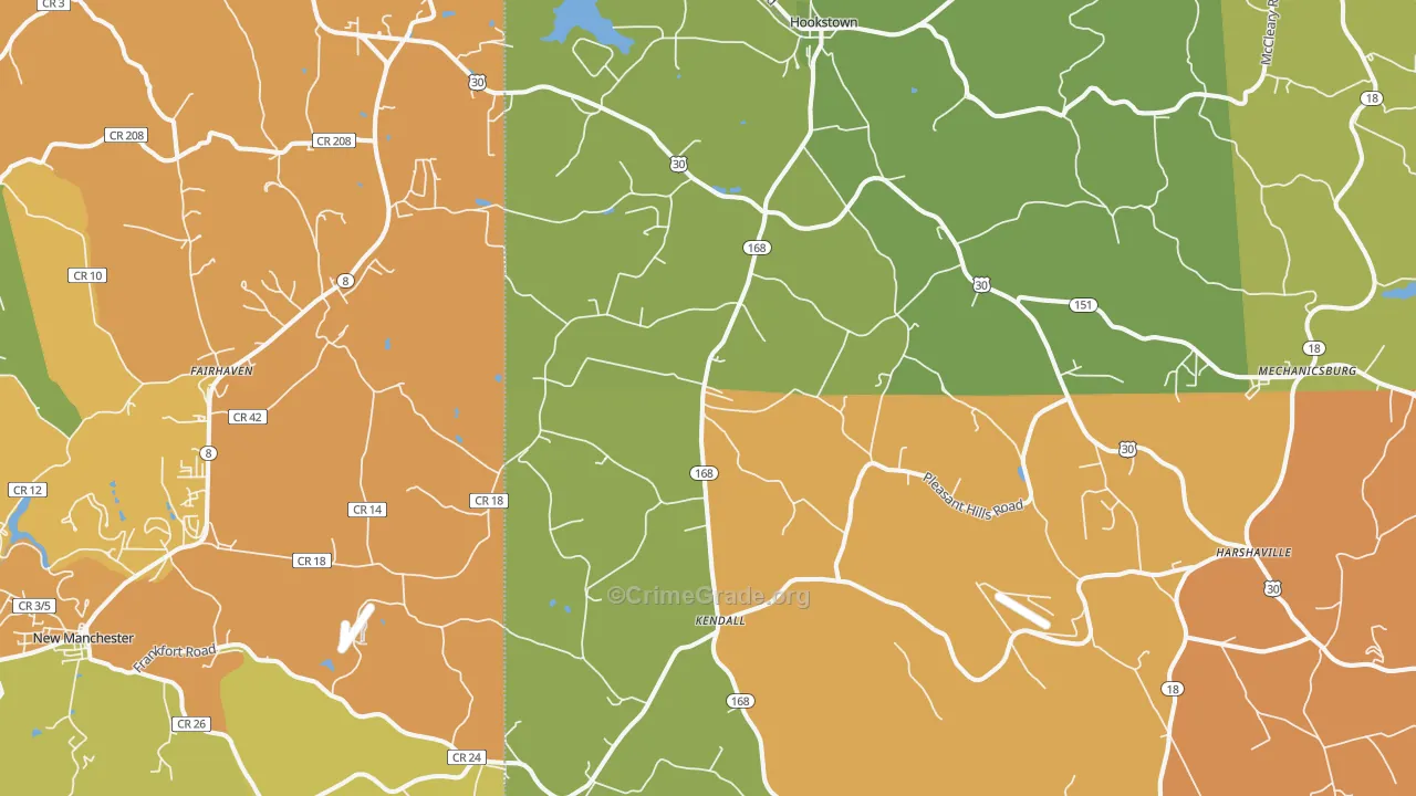 Georgetown, PA Map of Robbery Rates