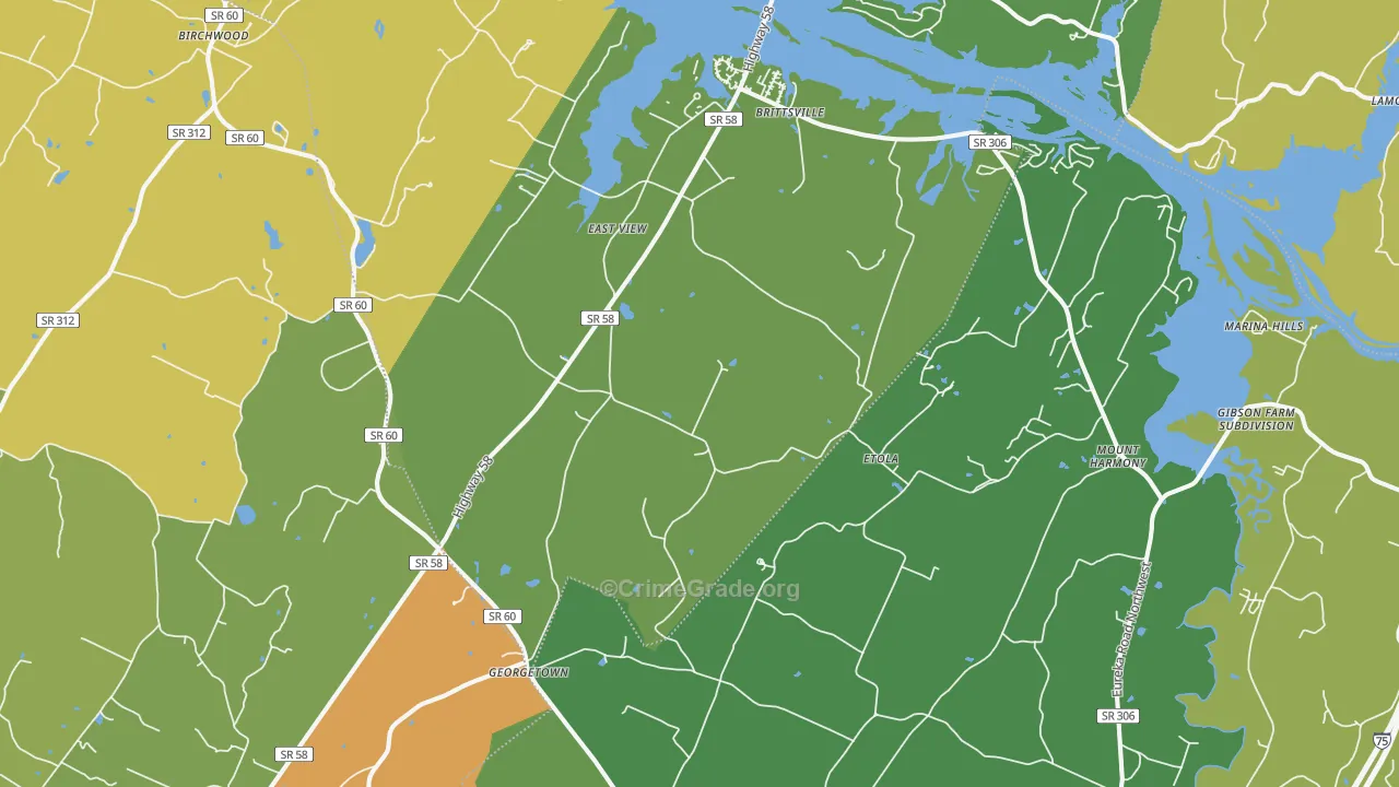 Georgetown, TN Map of Robbery Rates